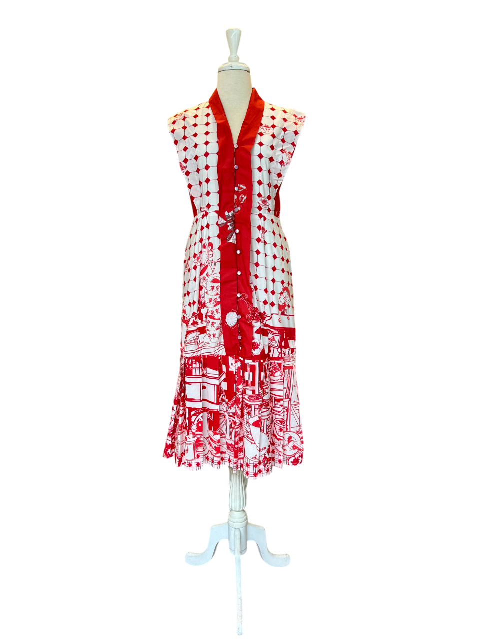 TRIOLOGIE | Kopitiam (R/W) Button Up Dress With Ruffles