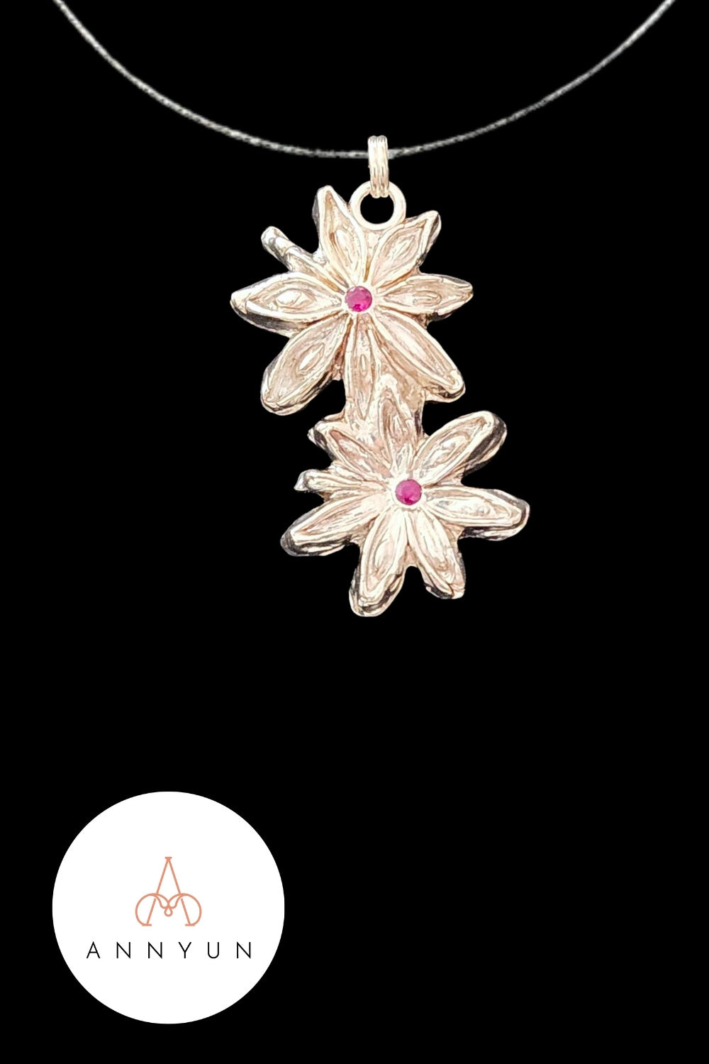 CREATIVE JEWELLERY STUDIO | Ruby, Silver Twin Star Anise Pendant Necklace by Annyun