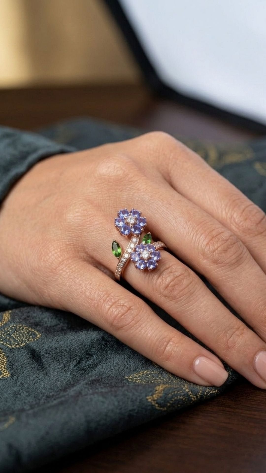 CREATIVE JEWELLERY STUDIO | Tanzanite, White Topaz & Chome Diaopside Ring by Blissadora