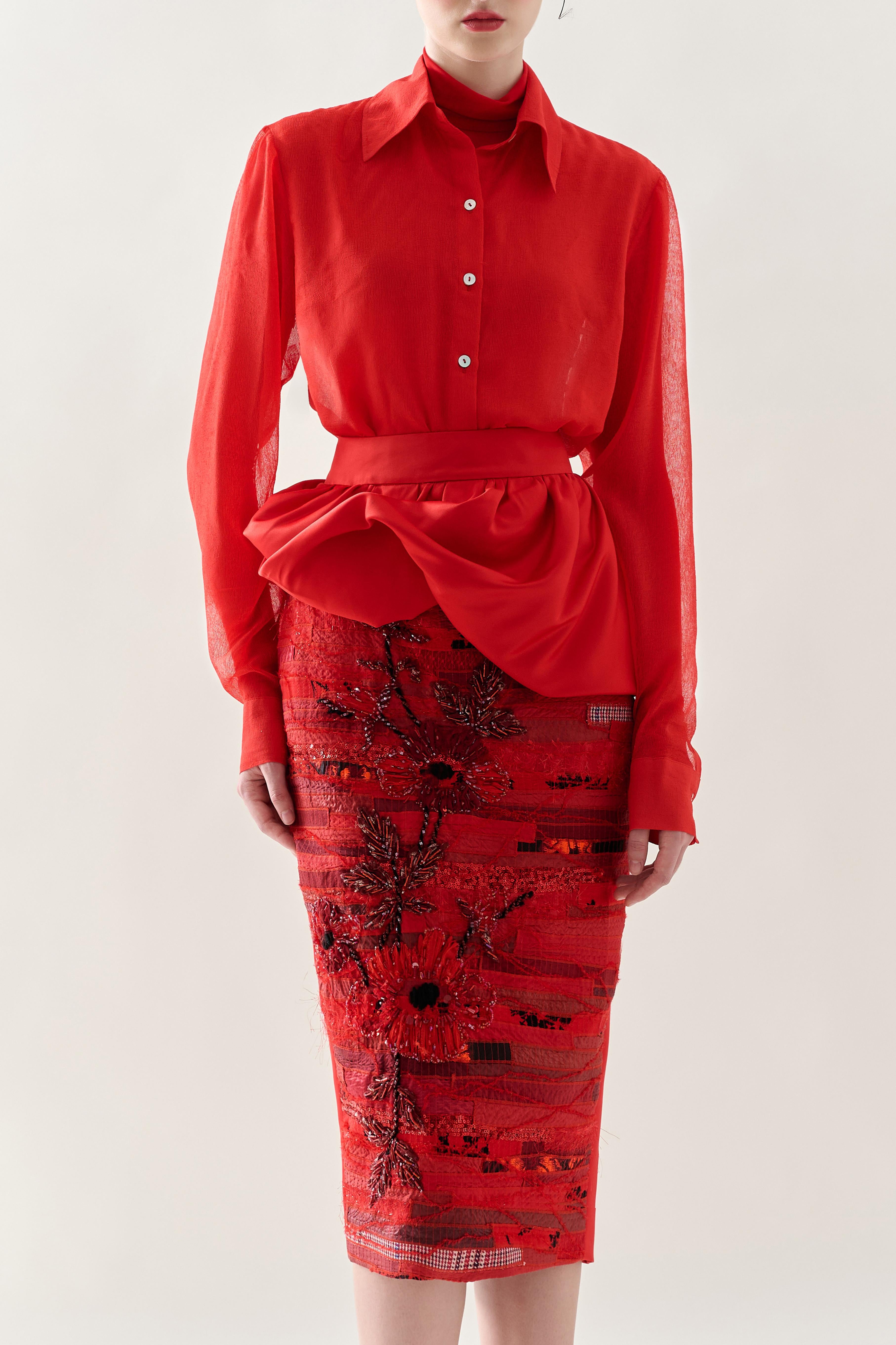 KHAAR | Scarlet Peplum Skirt