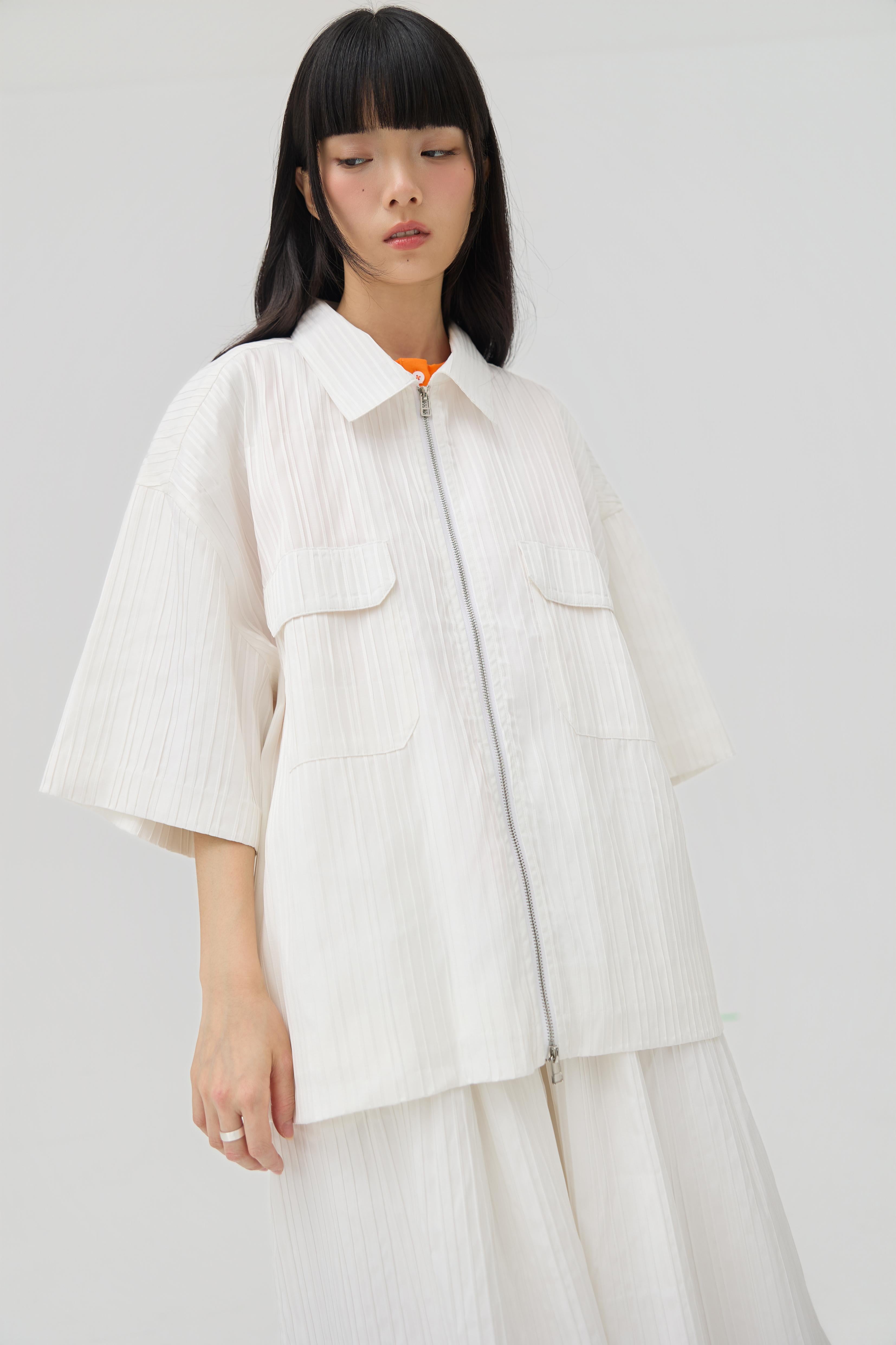 3EIGHTH | Fuwa Jacket In White Seersucker