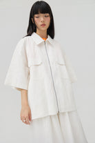 3EIGHTH | Fuwa Jacket In White Seersucker