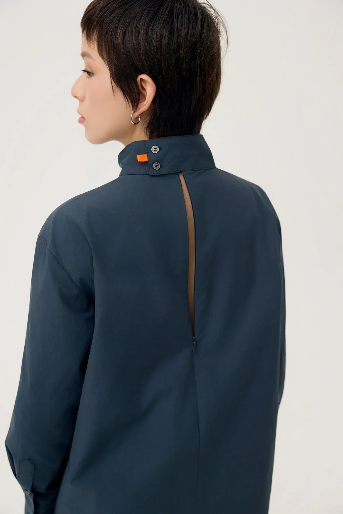 3EIGHTH | Oki Scarf Collar Top in Navy