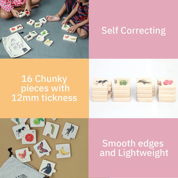 NIMBU | Chunky Wooden Puzzle - Feed the Animals