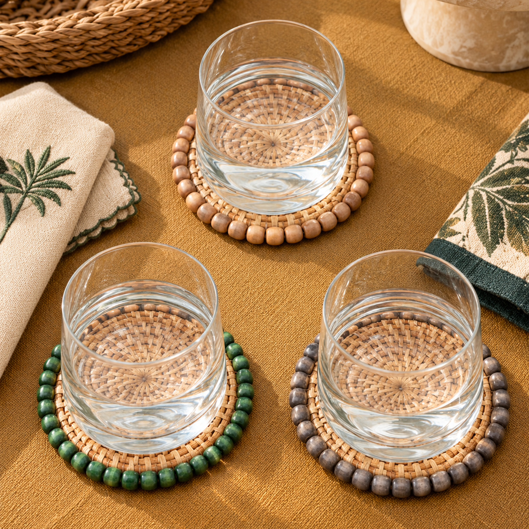 MEJA | The Safari Beaded Coaster - Forest