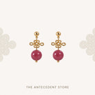THE ANTECEDENT STORE | Auspicious Ruyi Knot With Rhodonite Earrings
