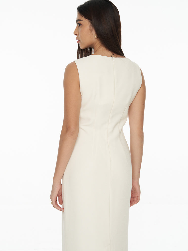 DRESSINGPAULA | Asymmetric Crepe Maxi Dress