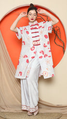 KANZI COLLECTION | Grey Floral Cheongsam Pant Set