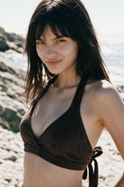 HAI THE LABEL | Teddy Bear | Sporty Open-Back Halter Bikini Top - Jellyboo Brown