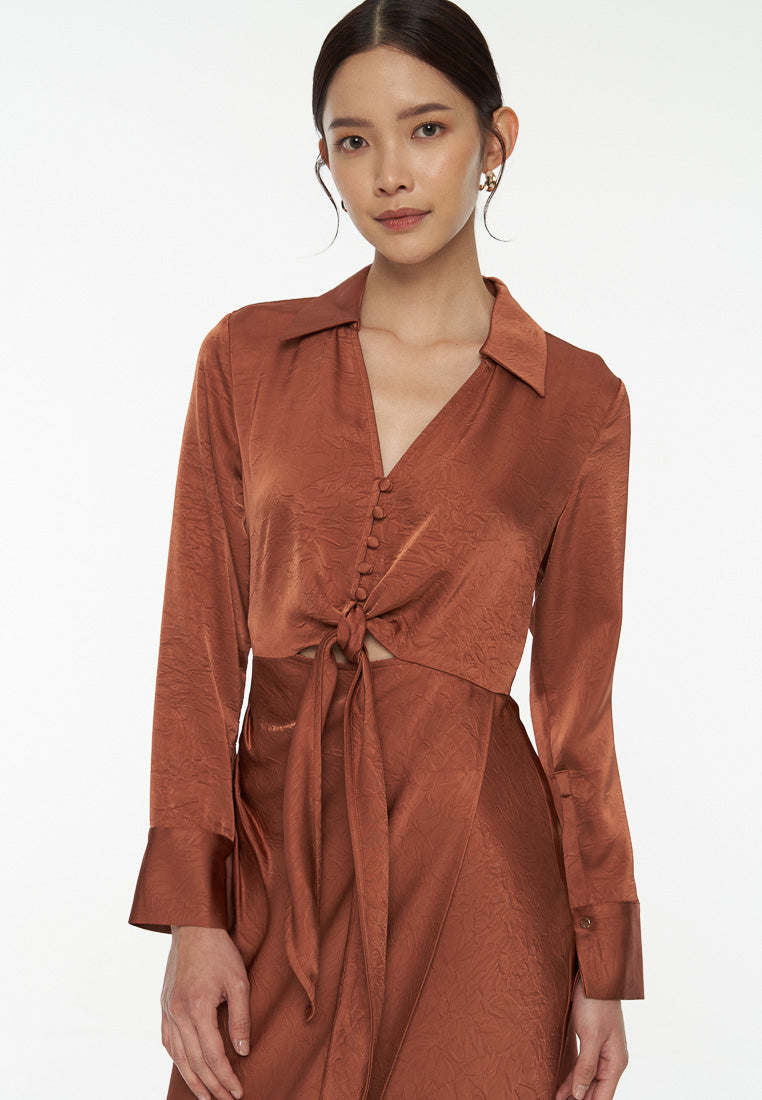 DRESSINGPAULA | Front Tie Satin Dress