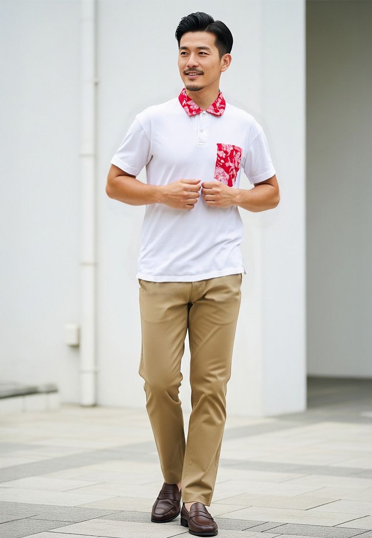 ANS.EIN | PERANAKAN PAWS Unisex Adult White Polo Shirt