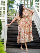 NIMBU | Arya Women's Long Kaftan Dress in Red with Gold Accents
