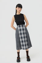 3EIGHTH | Ginrin Skirt In Black Tartan Double Gauze