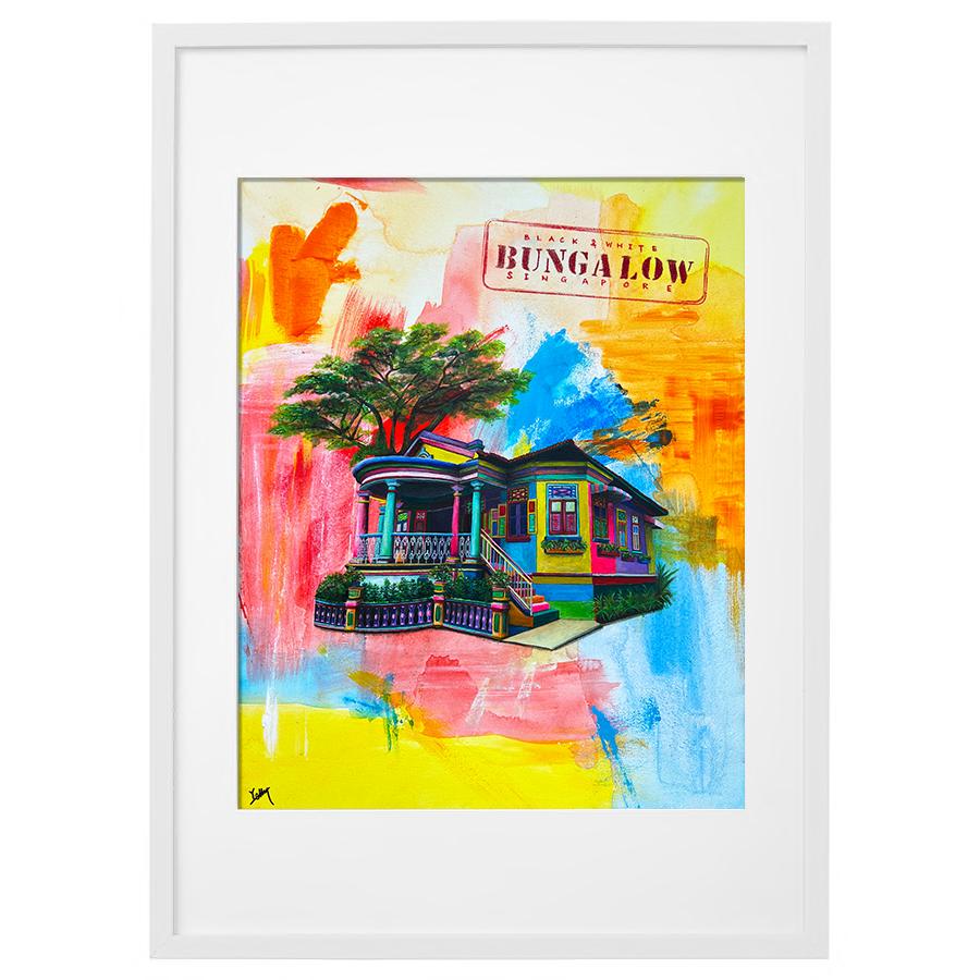 KELLY SER ATELIER | Not Just a Little Red Dot: Black & White Bungalow framed print