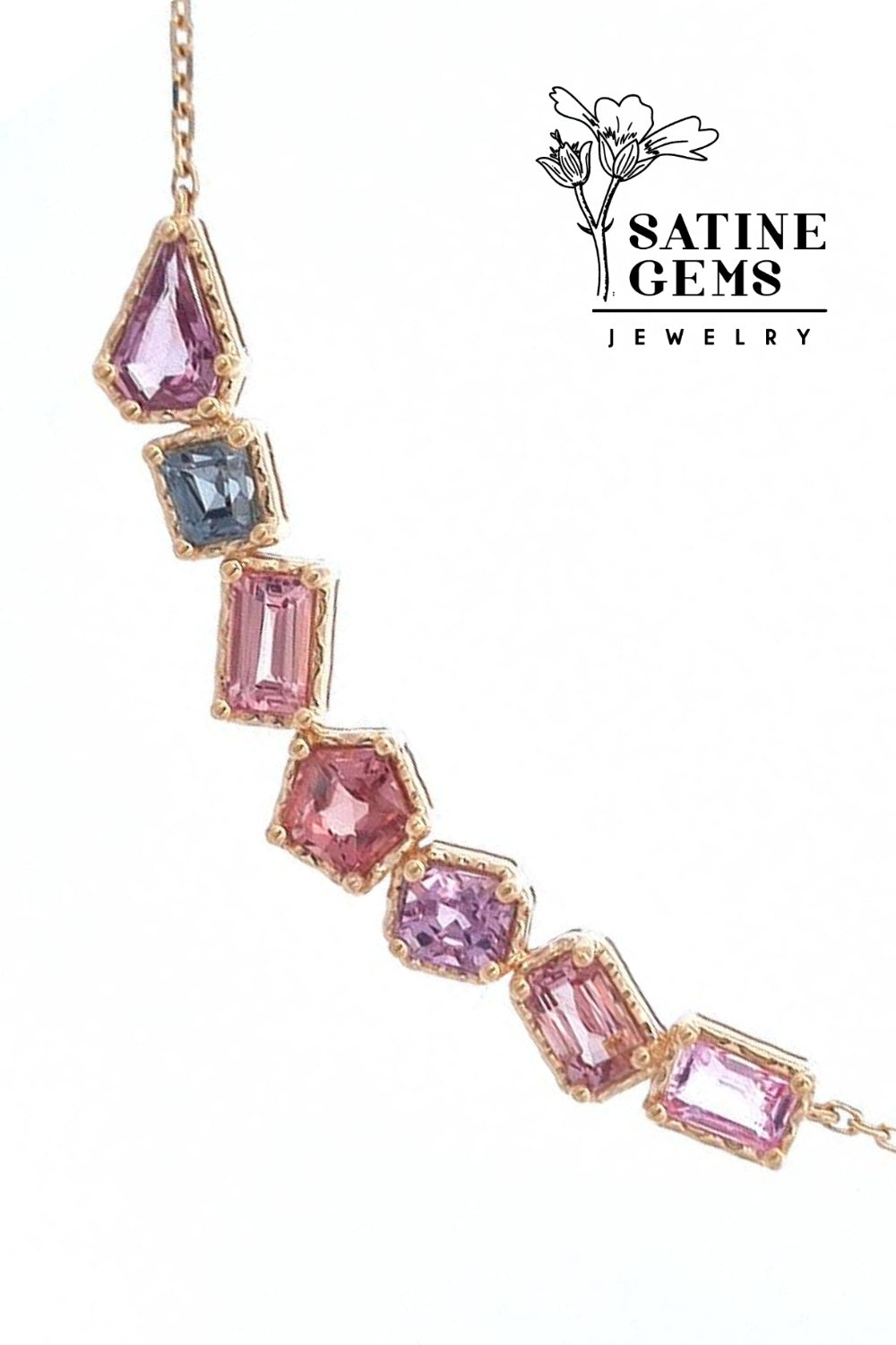CREATIVE JEWELLERY STUDIO | 18k Solid Gold, Multicolor Spinel Necklace by Satine Gems Jewelry