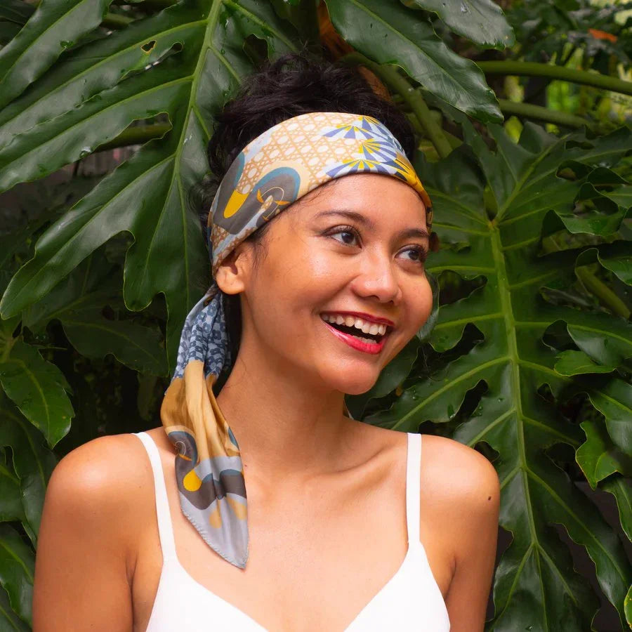 BINARY STYLE | Enchanted Kampong Glam Silk Square Scarf 87x87cm
