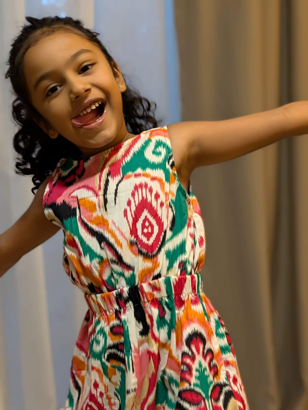 NIMBU | Moana White Rainbow Girls Playsuit in Cotton