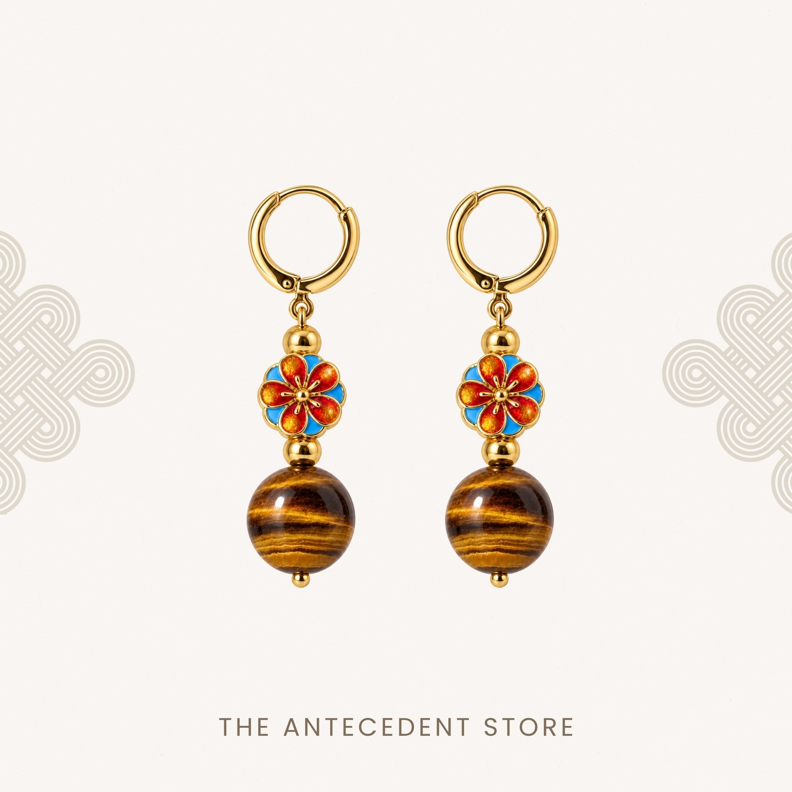 THE ANTECEDENT STORE | Oriental Blossom Tiger’s Eye Earrings