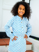 NIMBU | Anchor Blue Handblock Cotton Kurta Pajama