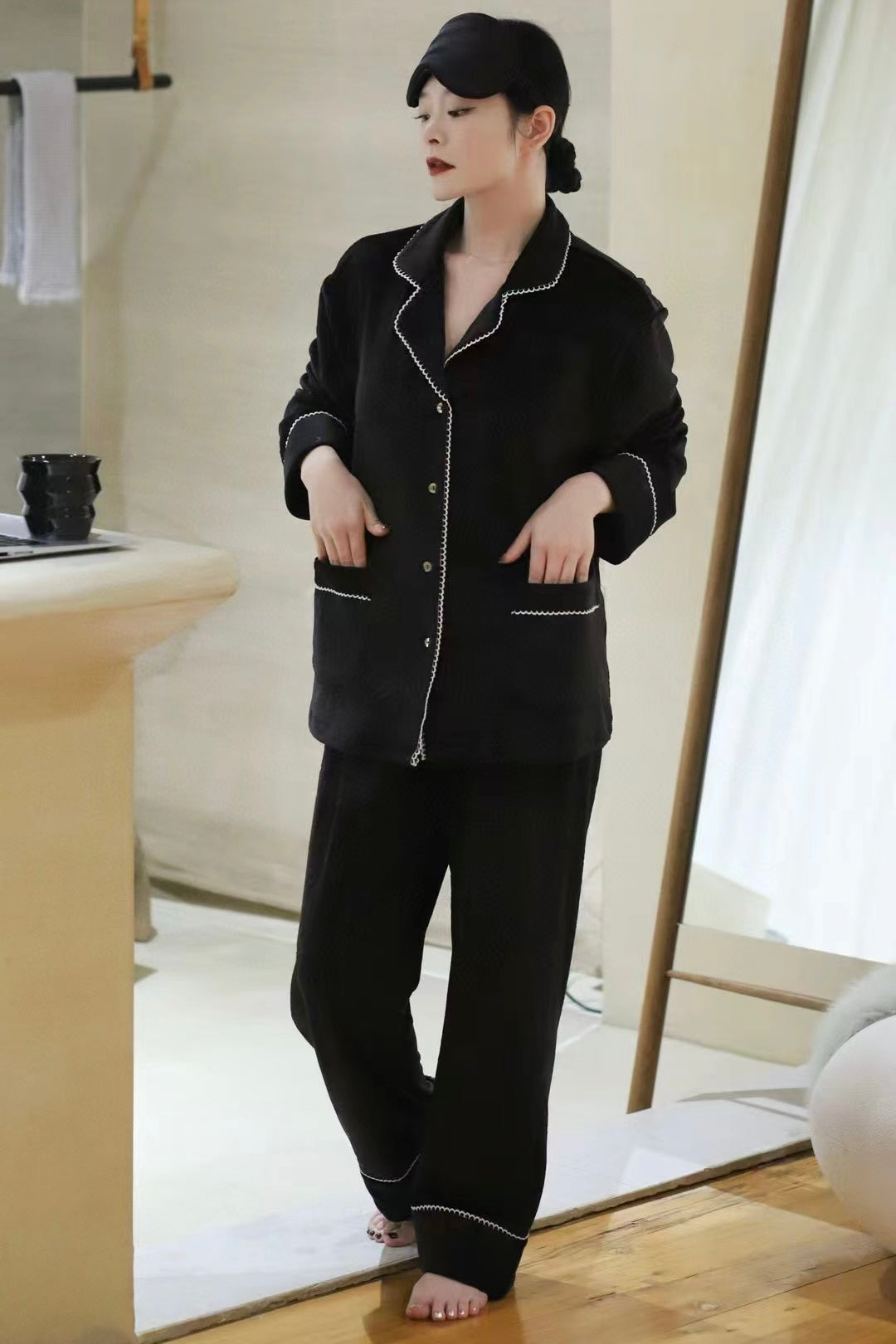 BELLS & BIRDS | Jardin Fleece Pants Set (Black)