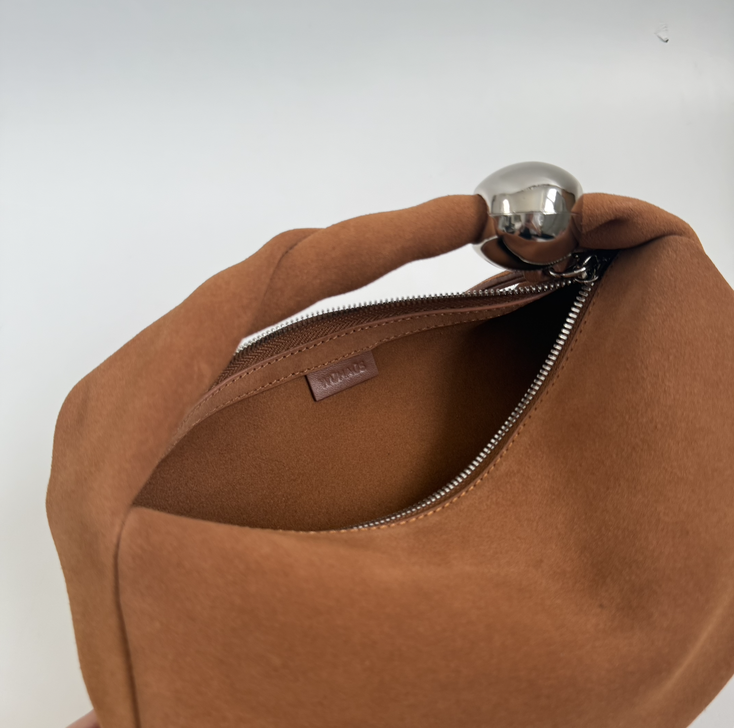 WU HAUS | Orbit Lightweight Suede Tan Sculptural Bag