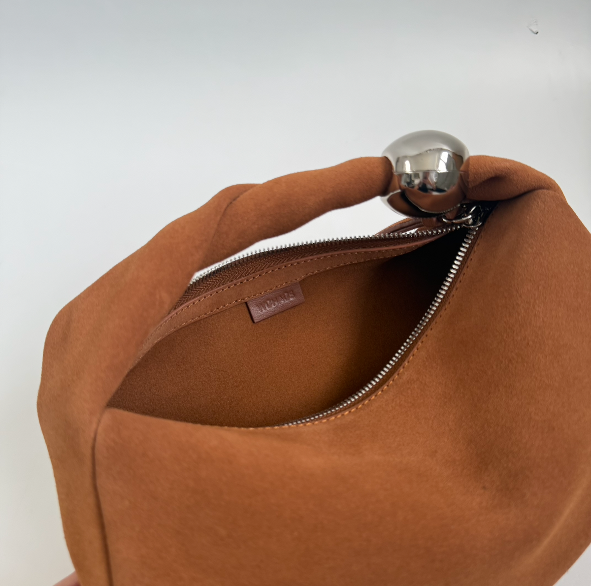WU HAUS | Orbit Lightweight Suede Tan Sculptural Bag