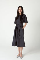 SAERO COLLECTIVE | Wrapline Dress | Charcoal Grey