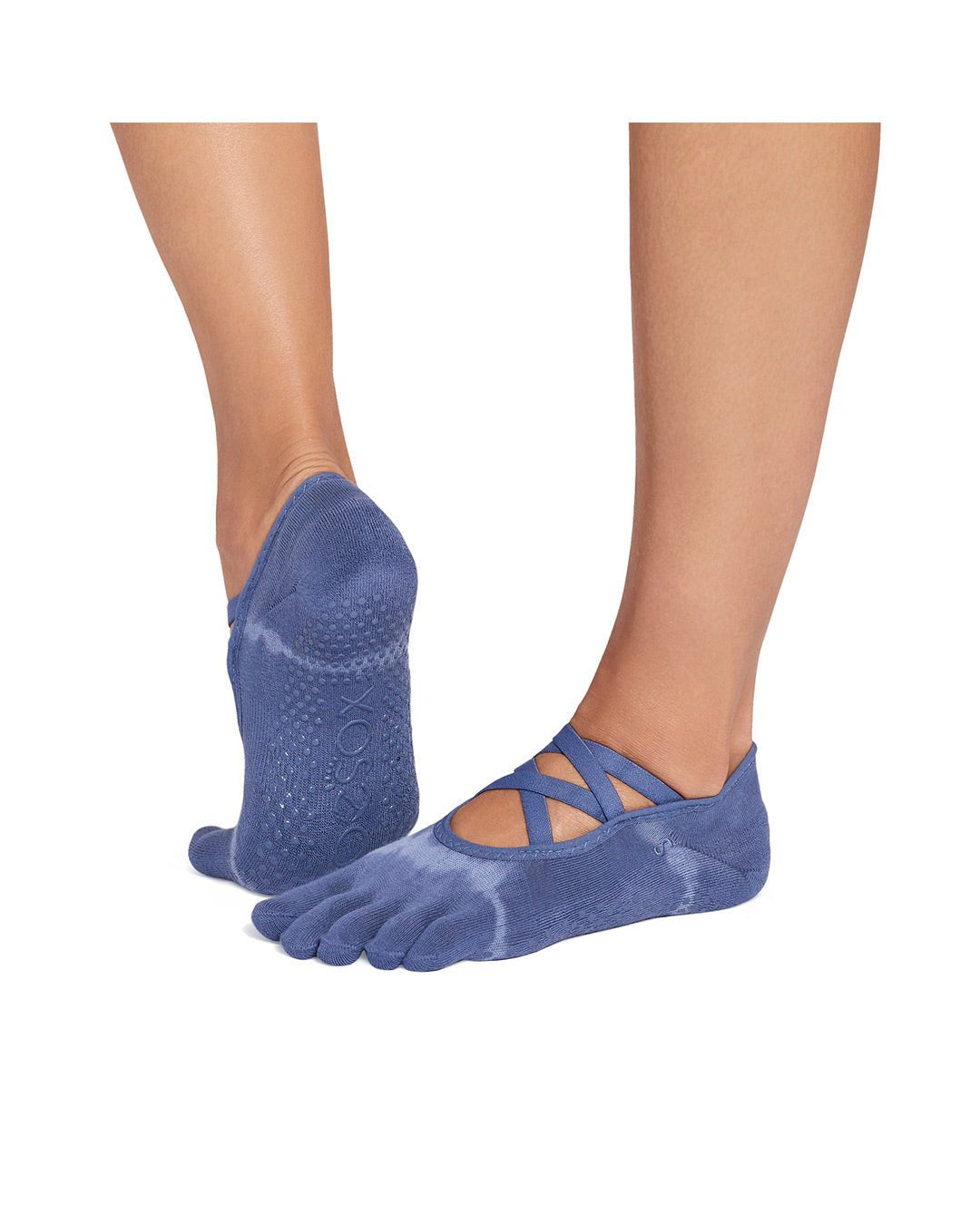 TOESOX | Ultra Fine Knit Elle Full Toe - Soft Blue Tie Dye Stripe