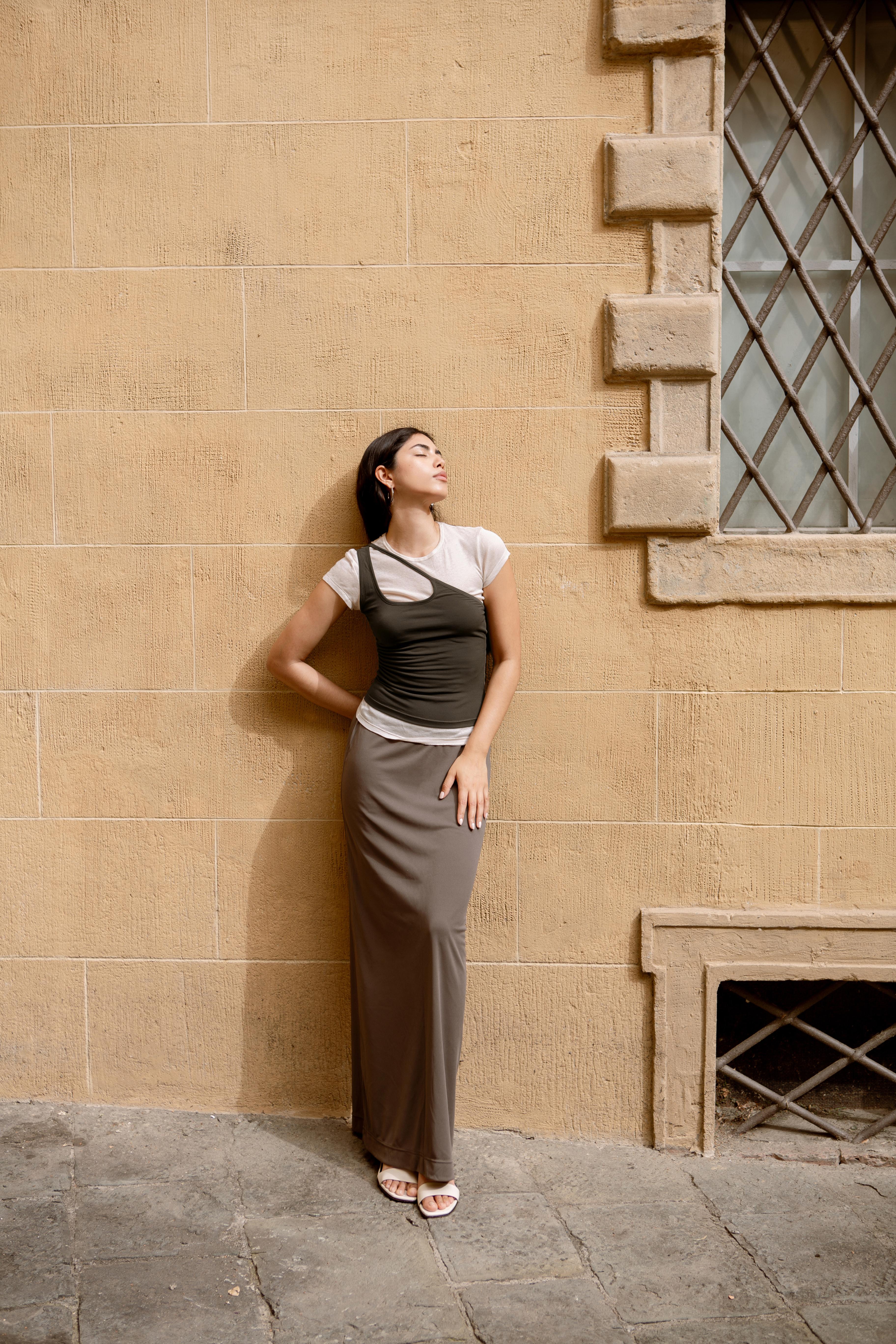 LAYERPLAN | Twila Gathered Stretch-Jersey Tank