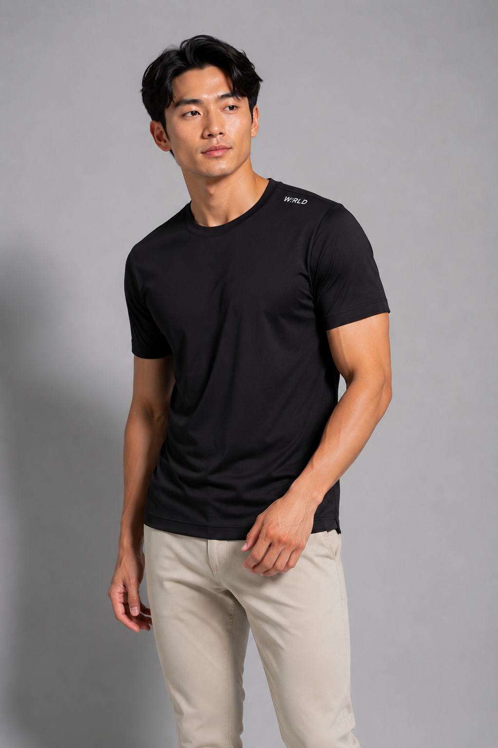 WRLD | RIDGE LOGO ROUND NECK TEE | BLACK