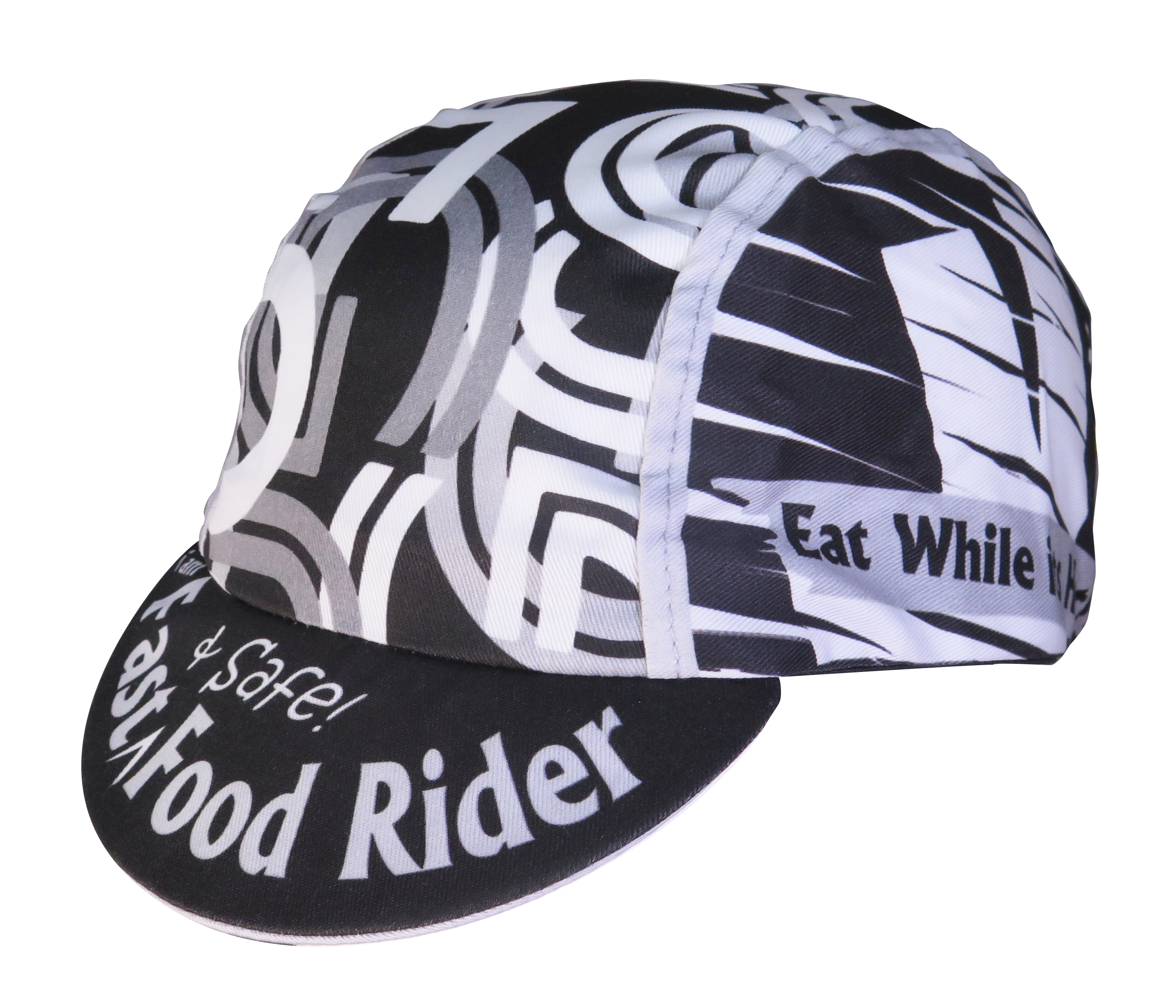 A DESIGN BY TAKACHYA | Cycling Cap - I Am Fast Food Rider (Greyscale)