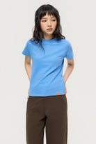 3EIGHTH | Mock Neck Tee in Azure Blue