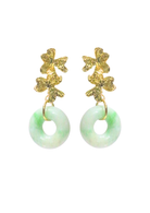 THE ANTECEDENT STORE | E - Burmese Jade Donut S1 - Orchid Flower Earrings (Light Green)