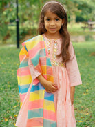NIMBU | Princess Pink Anarkali With Matching Salwar & Rainbow Dupatta