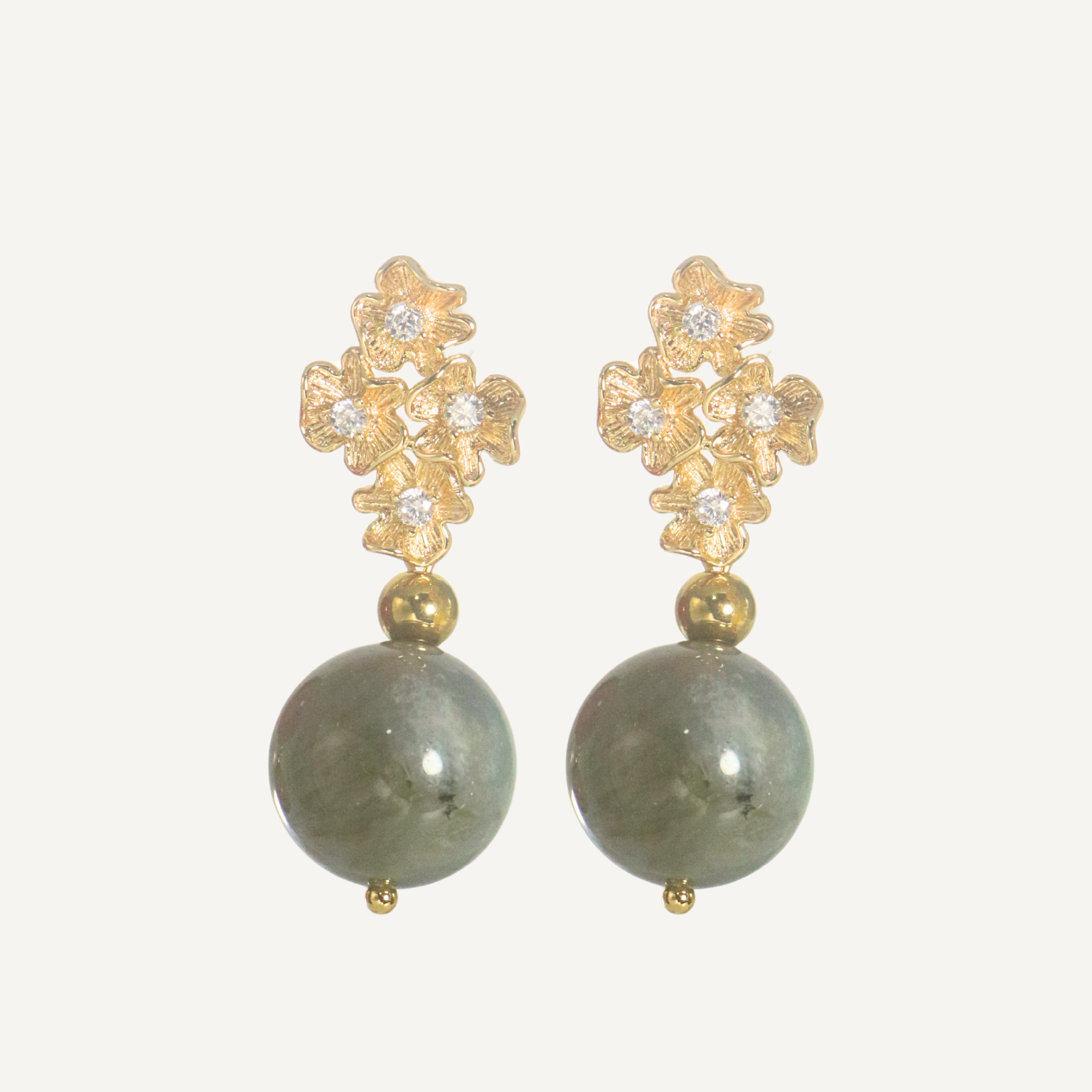 THE ANTECEDANT STORE | E - Statement Labradorite Floral Earrings