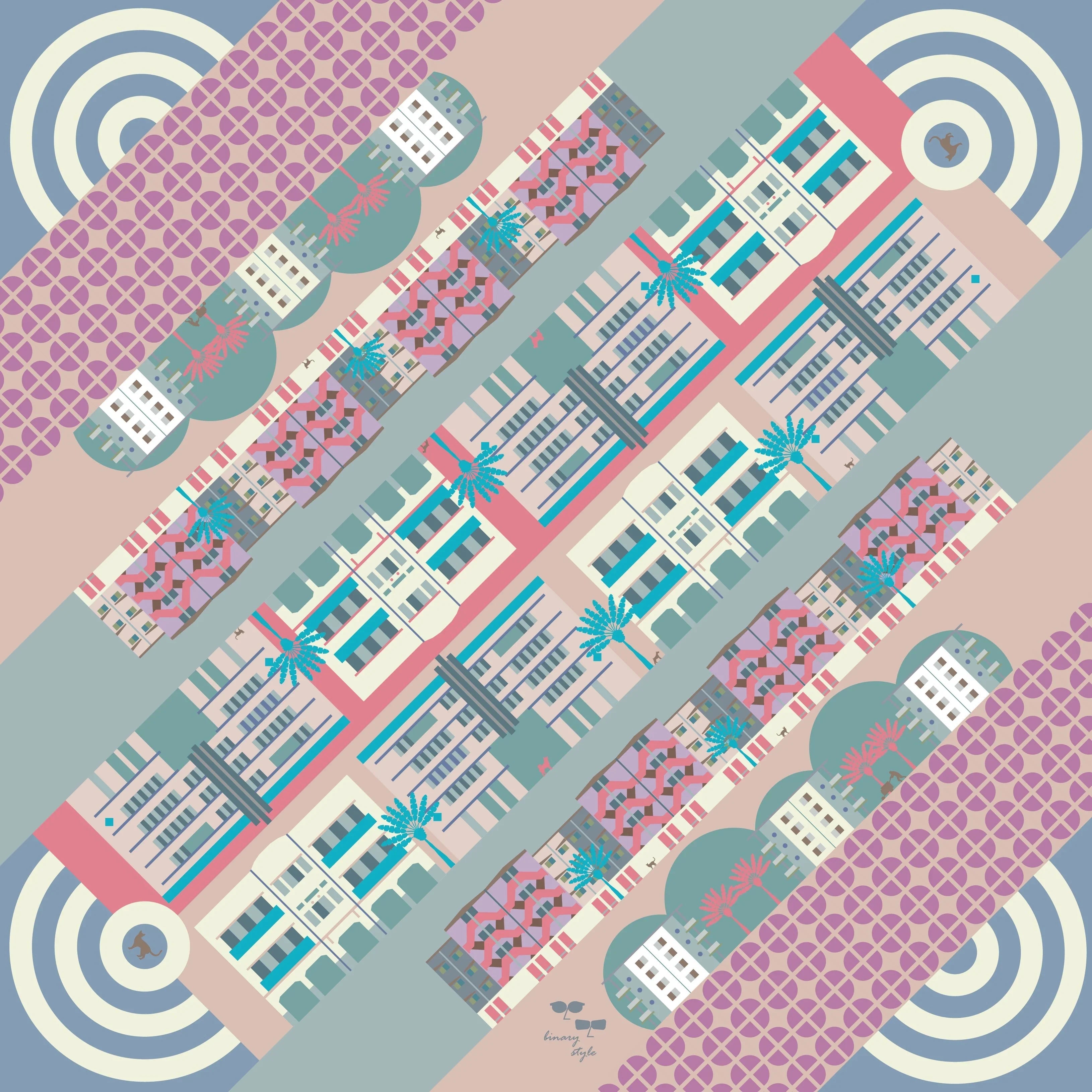 BINARY STYLE | Hip Tiong Bahru 115x115cm Square Scarf