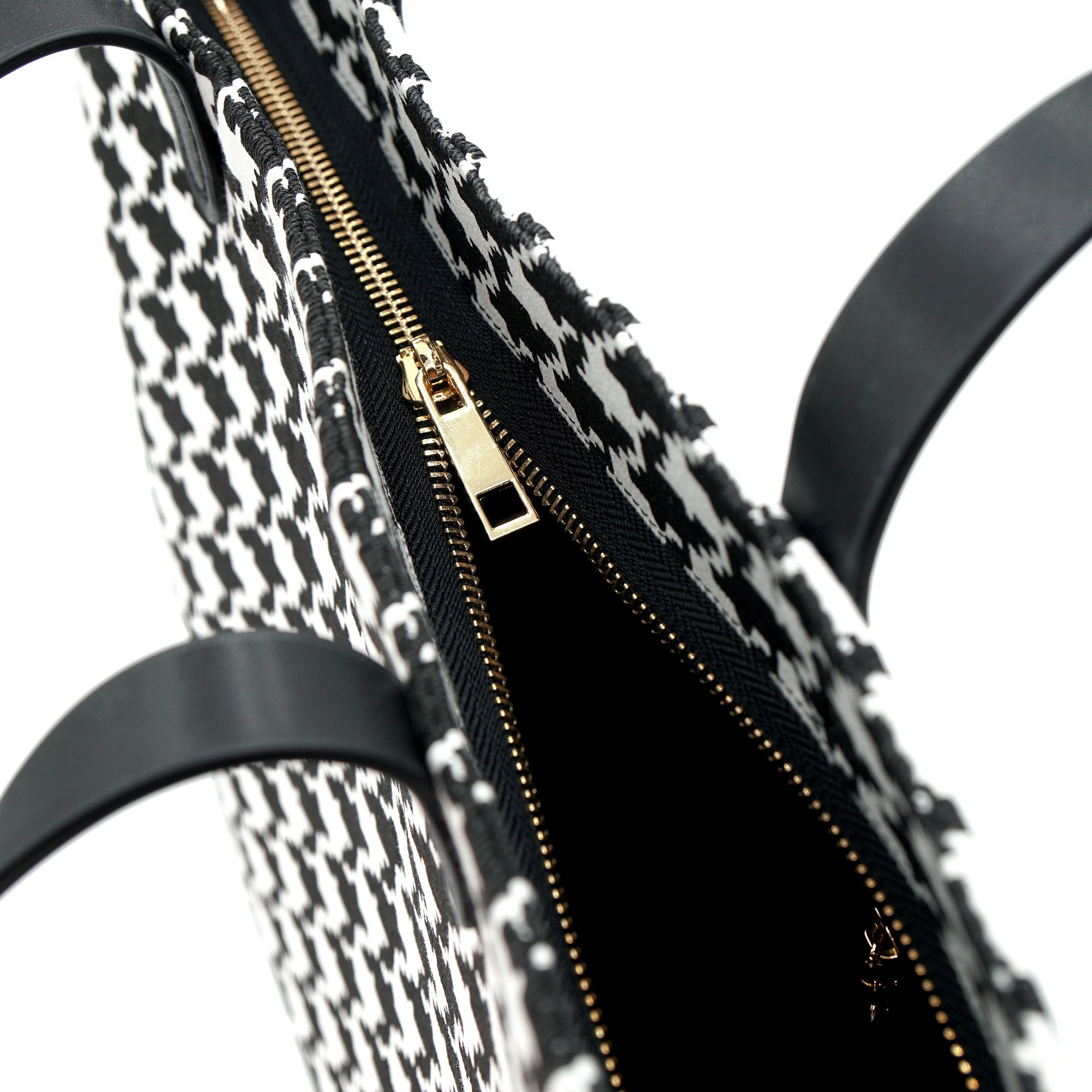 COCOONESE | Zipper Top Tote Bag - Houndstooth Check (BK)