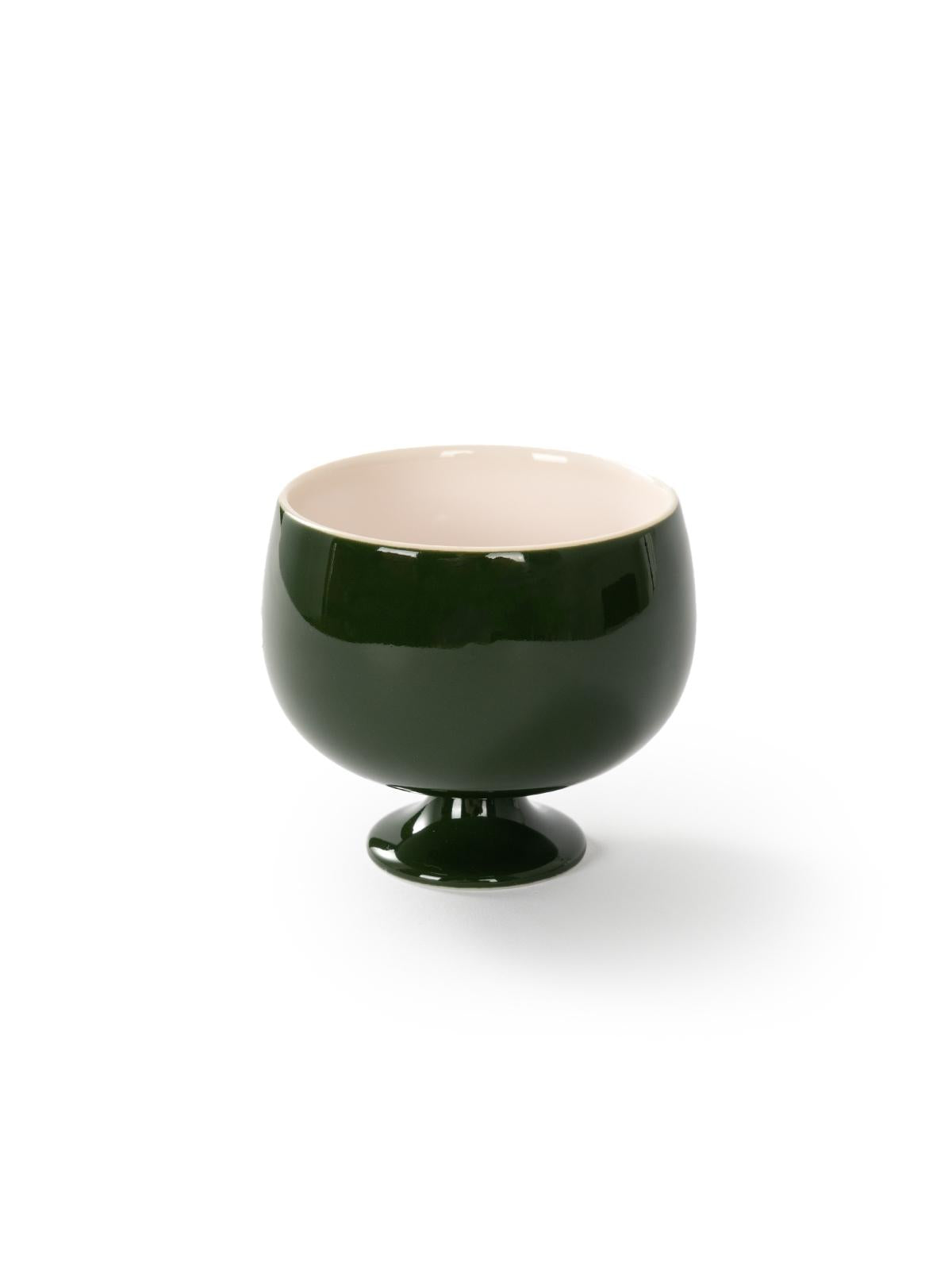 CRAFILAB | White Jade Clay Porcelain - Dark Green - Xia Yan Stemmed Teacup