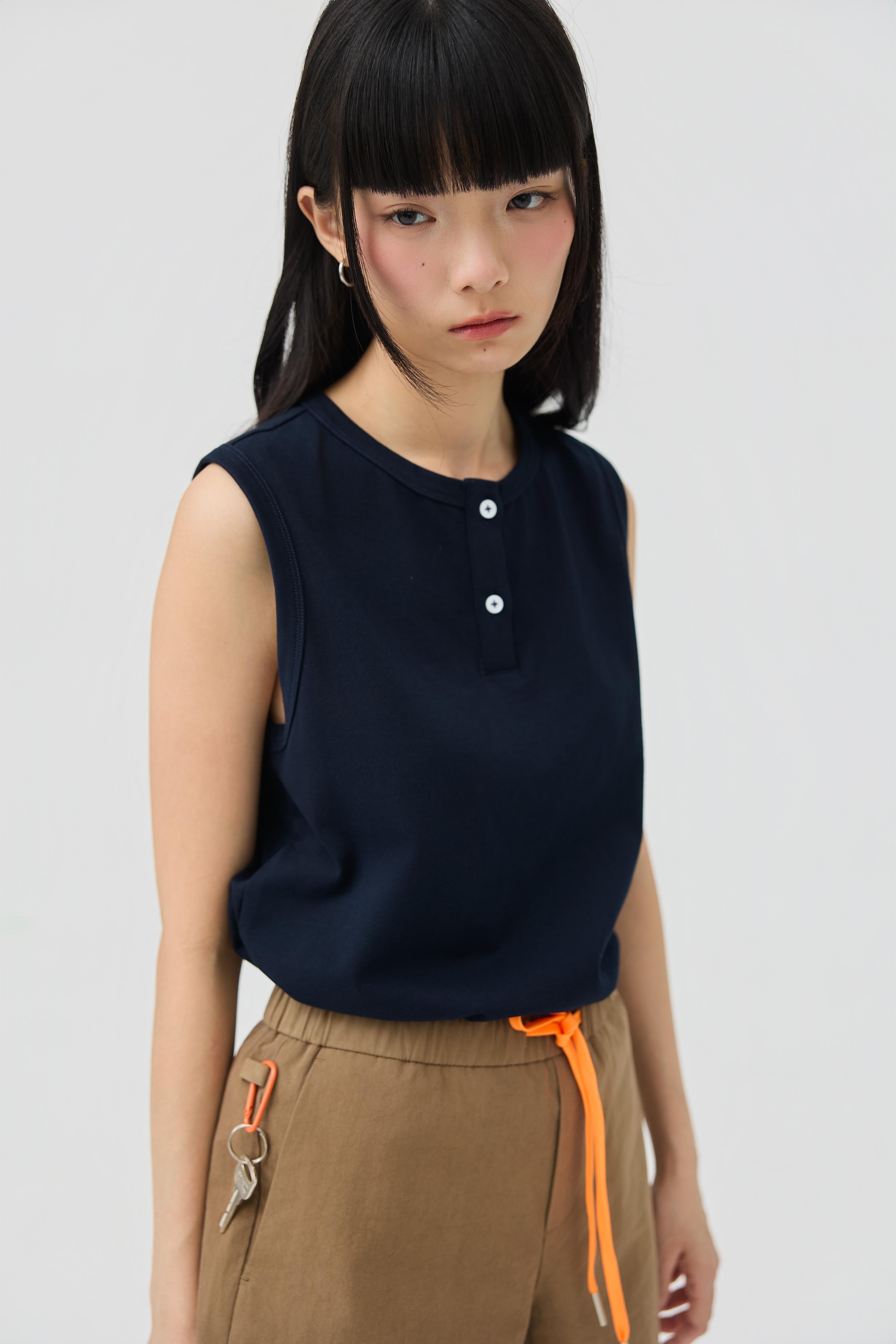 3EIGHTH | Musubi Henley Tank In Navy