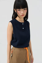 3EIGHTH | Musubi Henley Tank In Navy