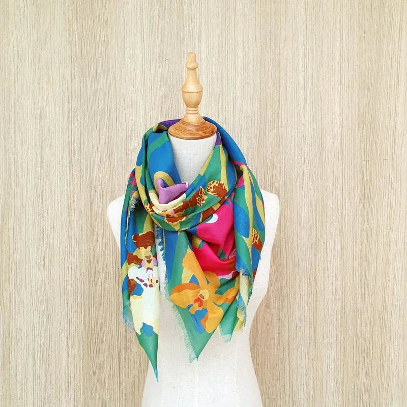 BINARY STYLE | Orchidea Blue Cotton Scarf