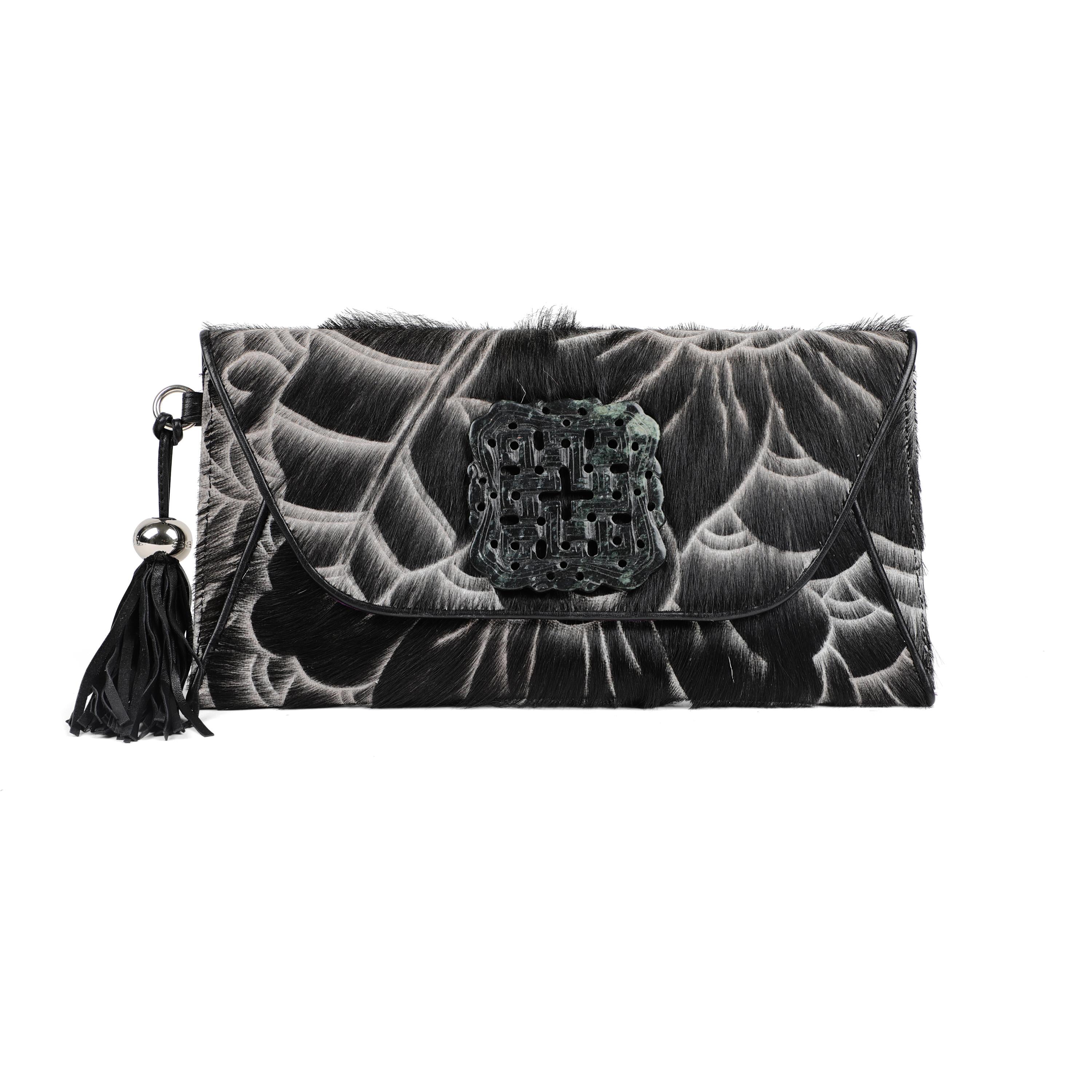 DESTI SAINT | Hand Etched Leather Envelope With Obsidian Ingot