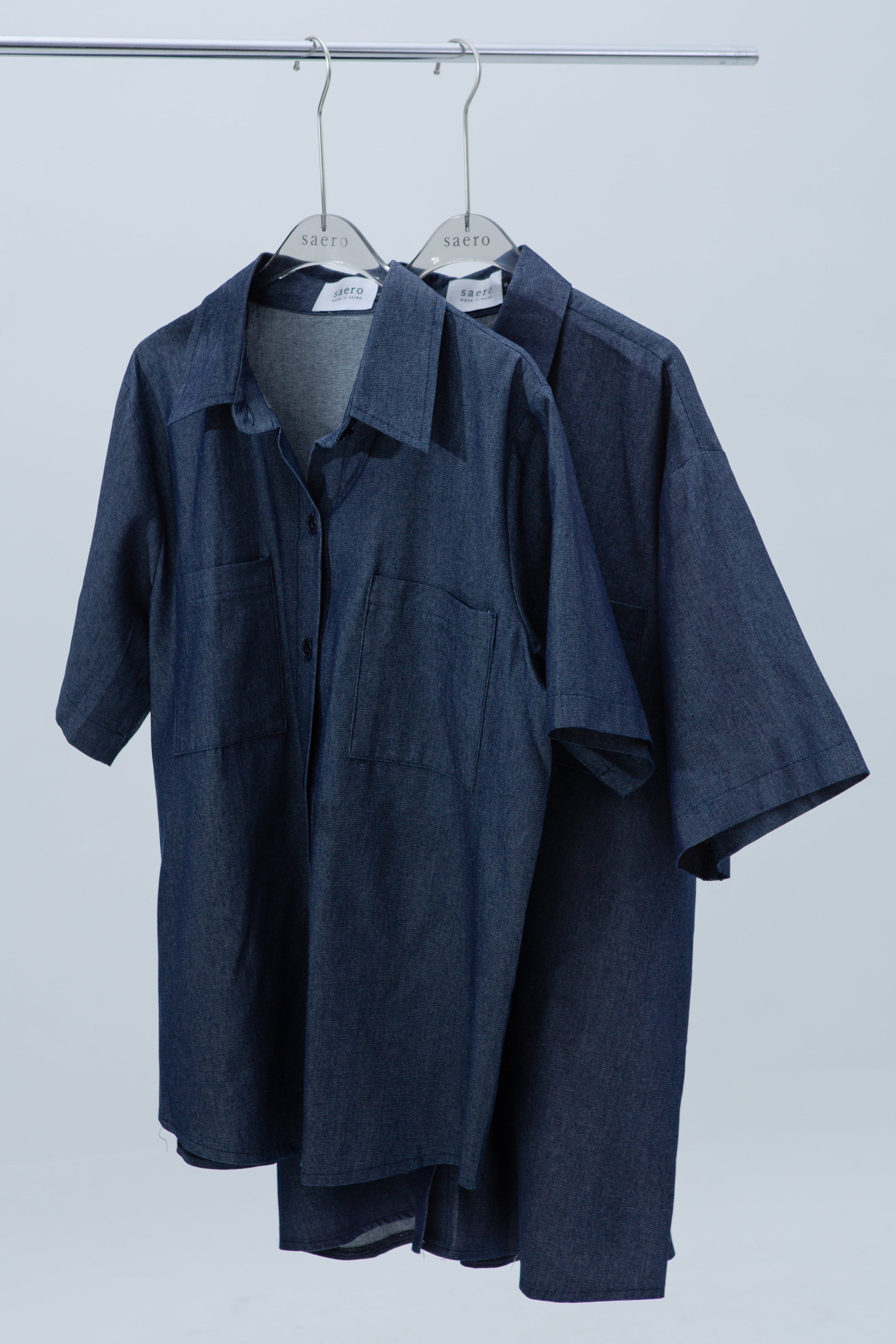 SAERO COLLECTIVE | Denim Short Sleeve Shirt | Blue