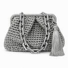 DESTI SAINT | Metallic Weave Clutch | Silver