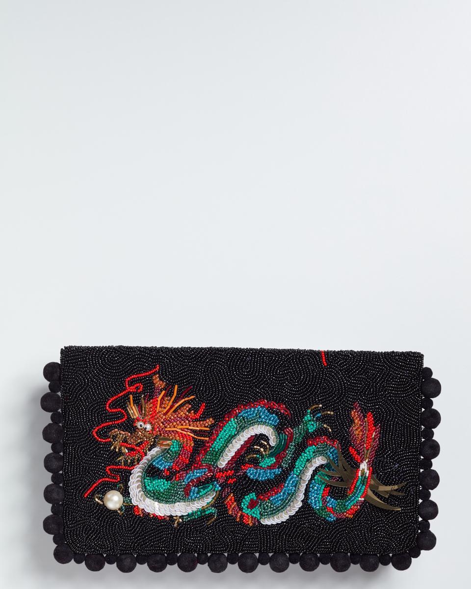 SOICOCO | Handbeaded Foldover Clutch - Dragon