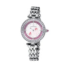 BLACK BY BLUE BRAVE | Butterfly Lovers 34mm Pink Dial Moving Butterfly Hands Silver Bracelet Watch