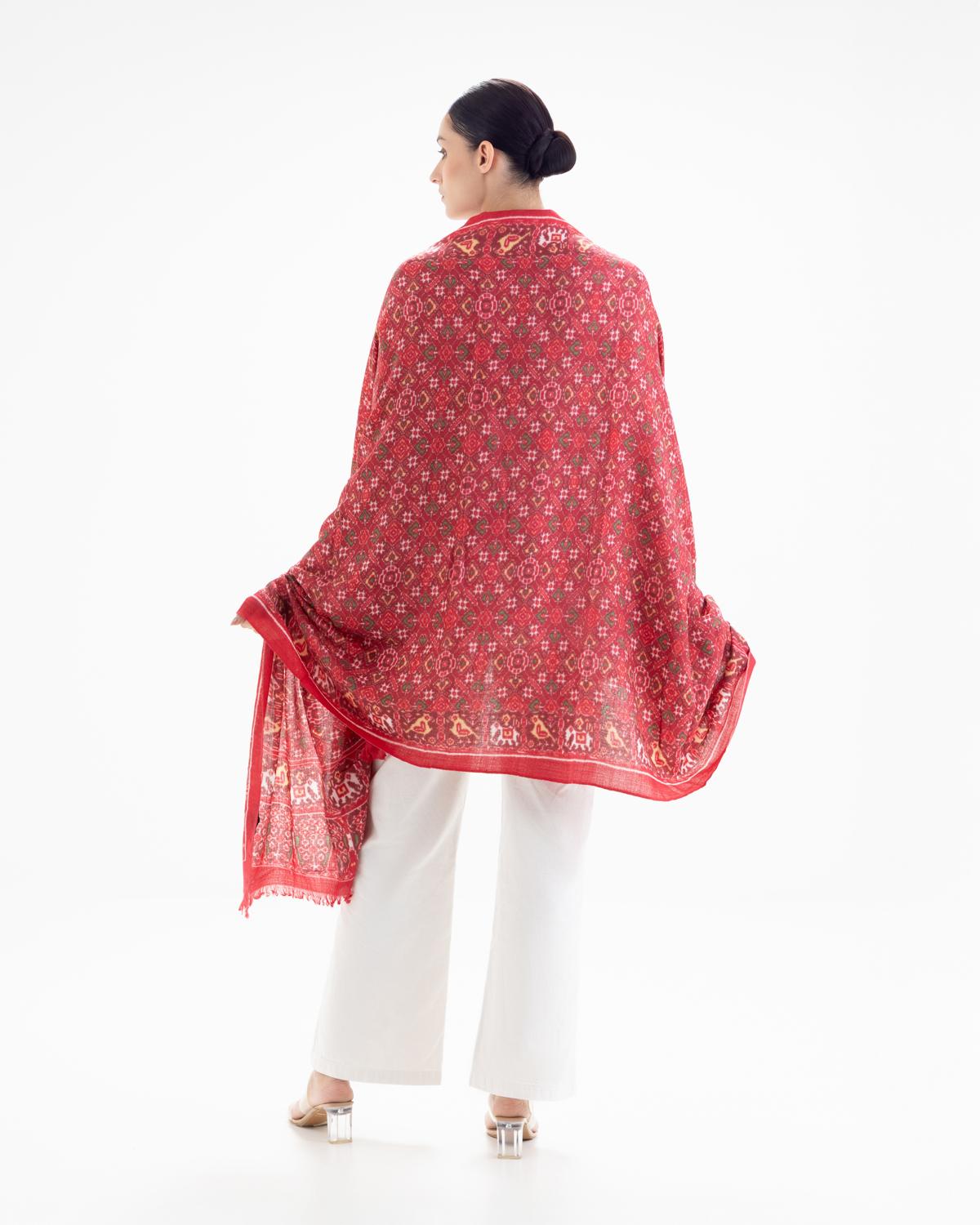 QUEENMARK | AN Patola Ikat Print Light Red