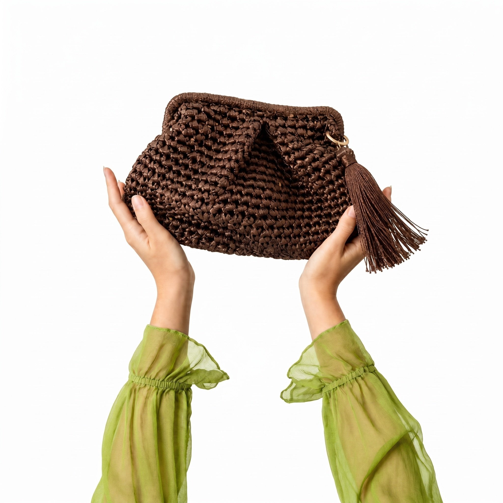DESTI SAINT | Metallic Weave Small Clutch | Bronze