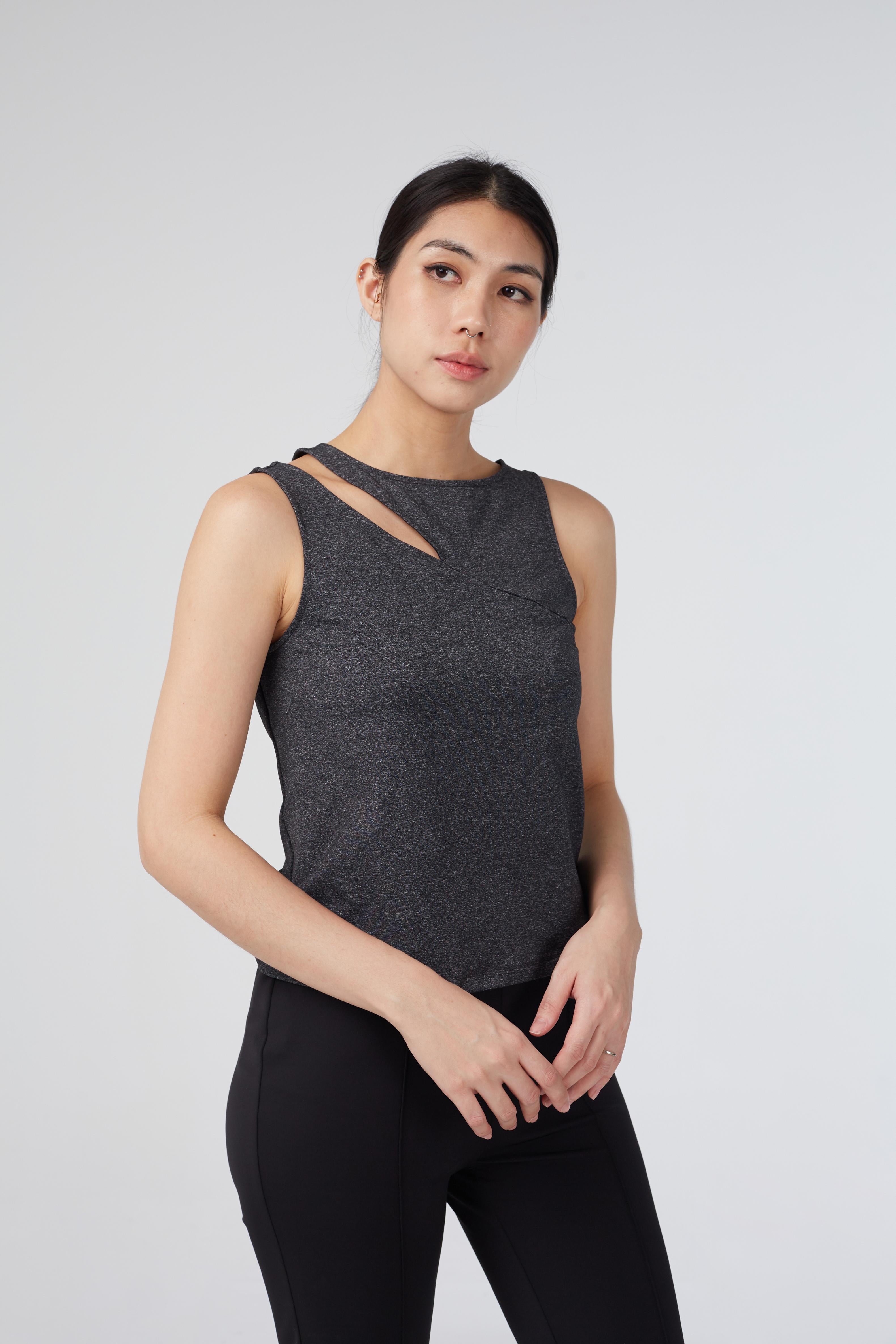 AS INTENDED | BETH Cutout Top In Heather Grey