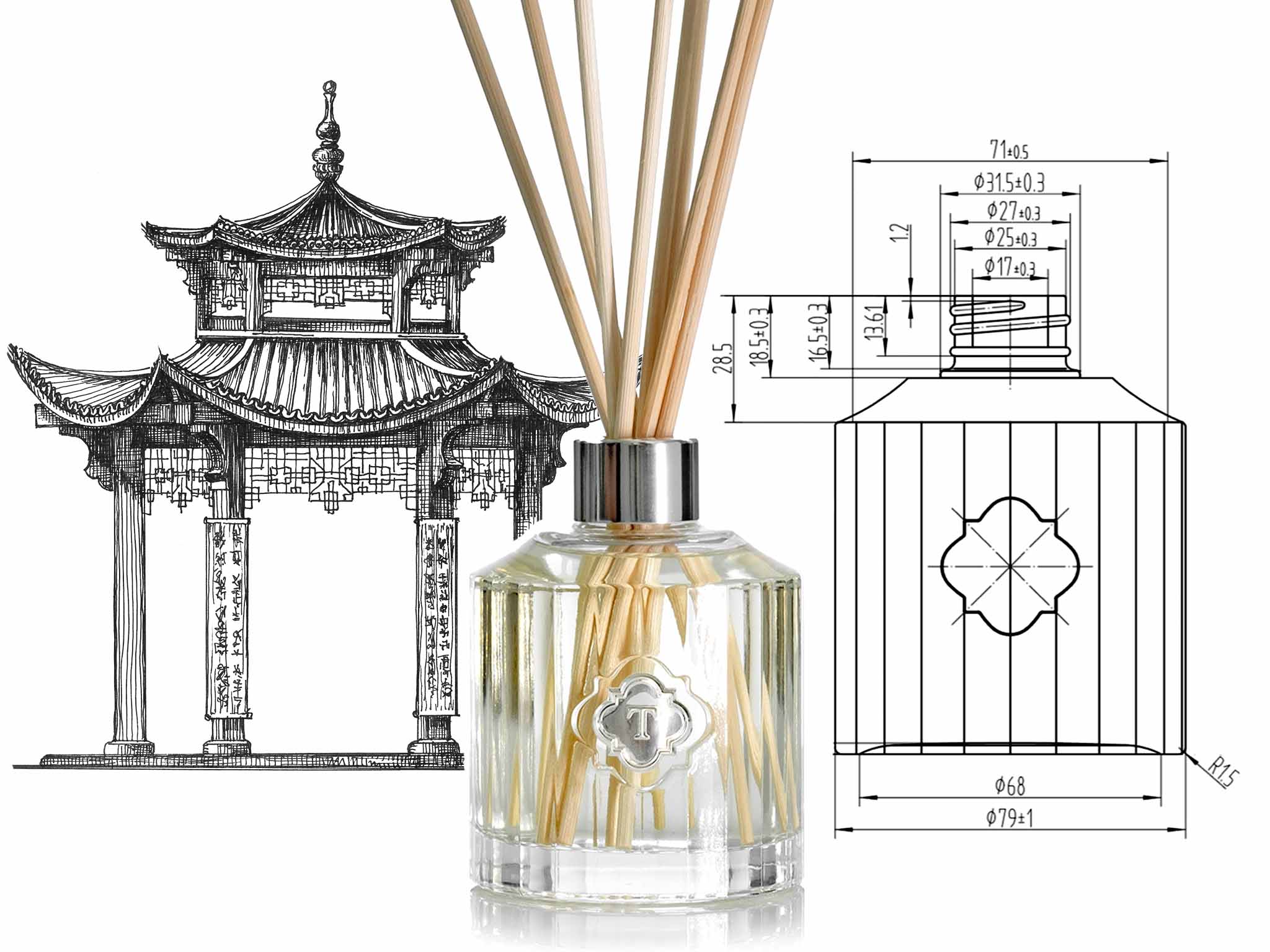 TEMPLE CANDLES | Luxury Reed Diffuser - Palm & Sea Spray